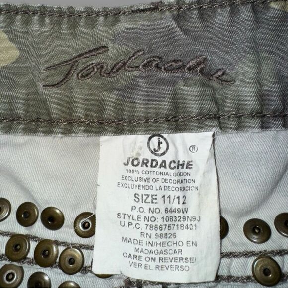 💎 Y2K Jordache Camo Micro Mini Skirt Studded Army Green Junior's 11/12 Low Rise - Picture 2 of 16